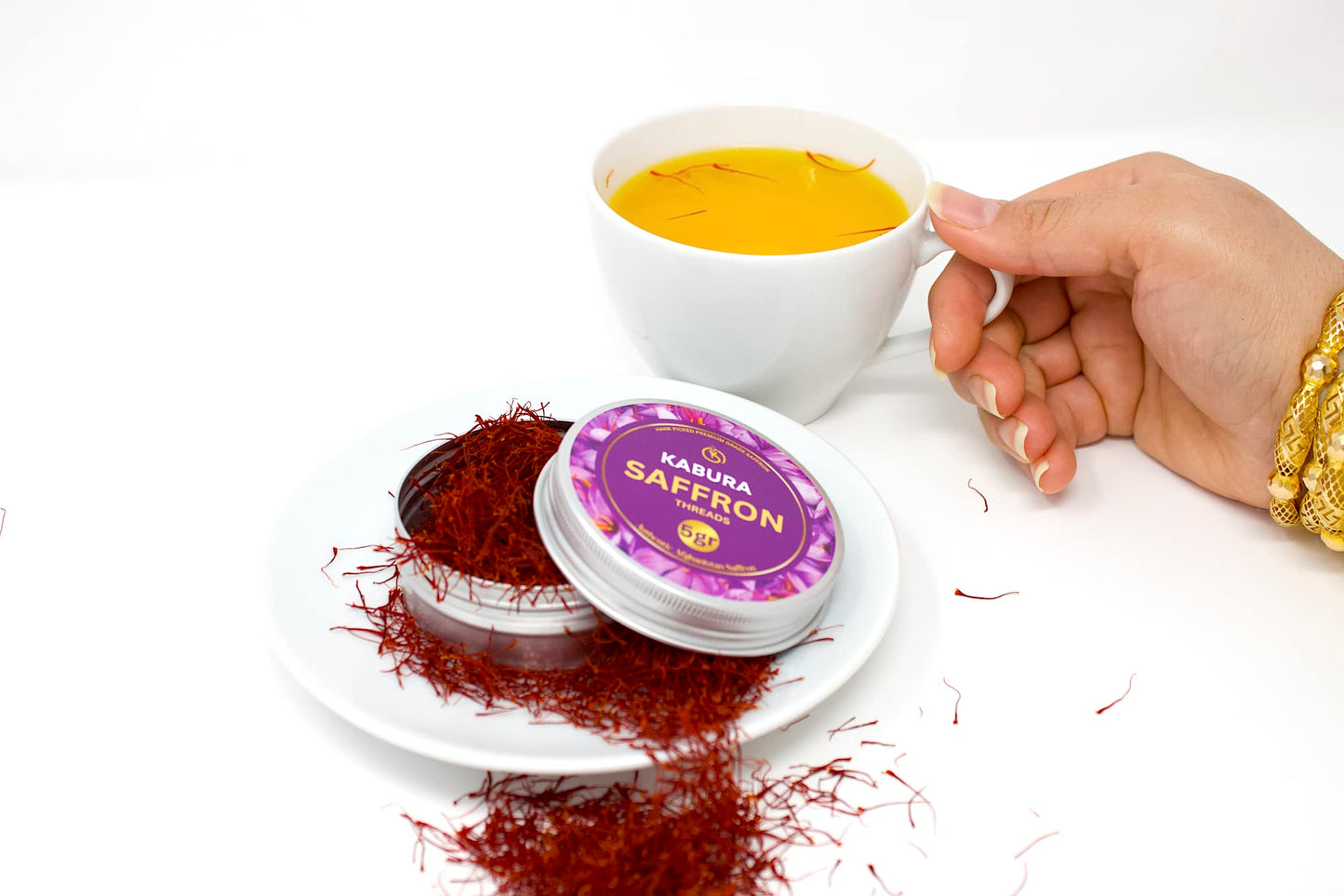 5 Grams Kabura Saffron, Authentic Saffron Threads, Premium All-Red Saffron, Grade A+ Best Color, Spice For Tea, Rice, Milk, Soup