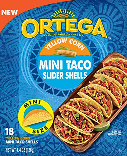 Ortega Mini Taco Slider Shells, Yellow Corn, 4.4 Ounce, 18 Shells