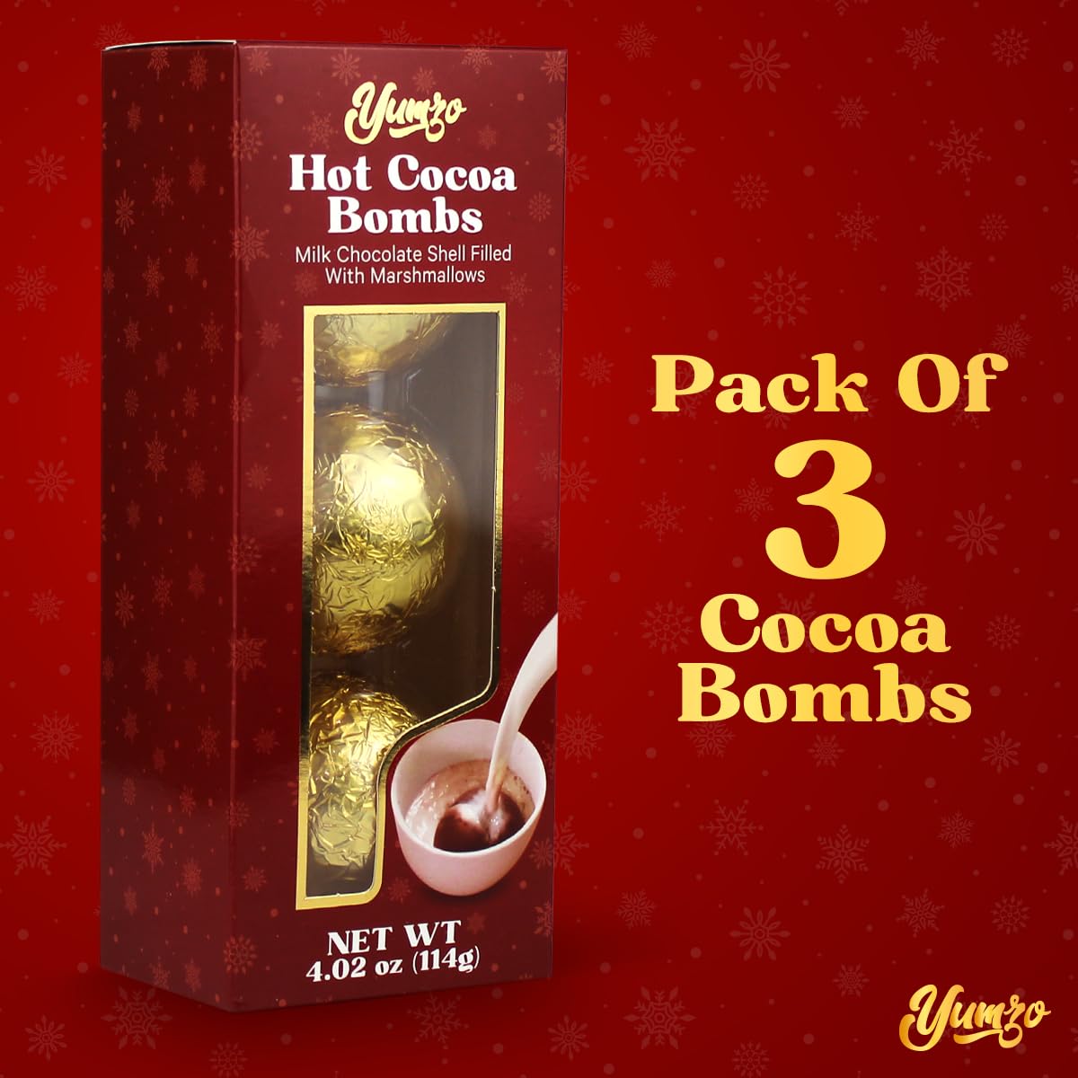 Yumzo Chocolate  s - 3 Pack - Filled with Mini Marshmallows and Cocoa Powder - Perfect for Hot Cocoa and Party Favors