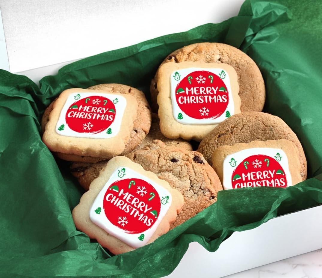 Merry Christmas Chocolate Chip Cookie Mix Gift Basket For Men Women Kids | INDIVIDUALLY WRAPPED | Large Cookies