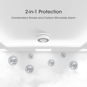 X-Sense 10-Year Battery Combination Smoke Carbon Monoxide Alarm Detector With Large Lcd Display, Standalone Model, 5-Pack