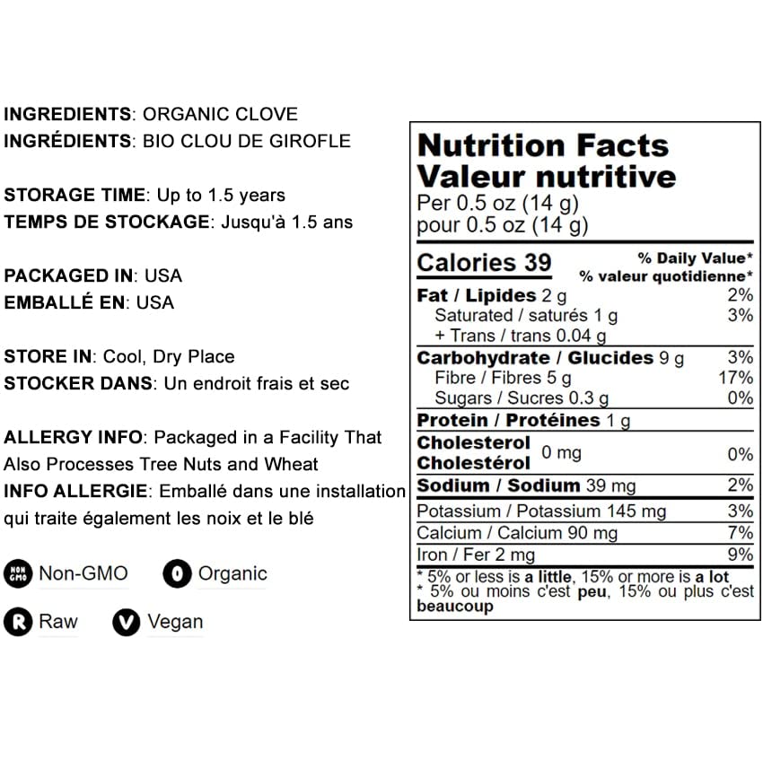 Food to Live Organic Clove Powder, Non-GMO, Vegan, Finely Ground, 8 Ounces