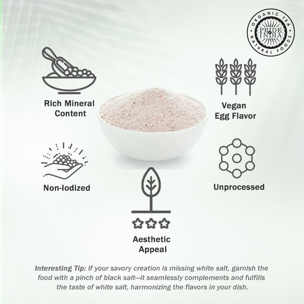 Pride Of India - Himalayan Black Salt (Kala Namak) Extra Fine, 1 Pound (16oz) Dual Sifter Jar - 84+ Natural Mineral Enriched - G