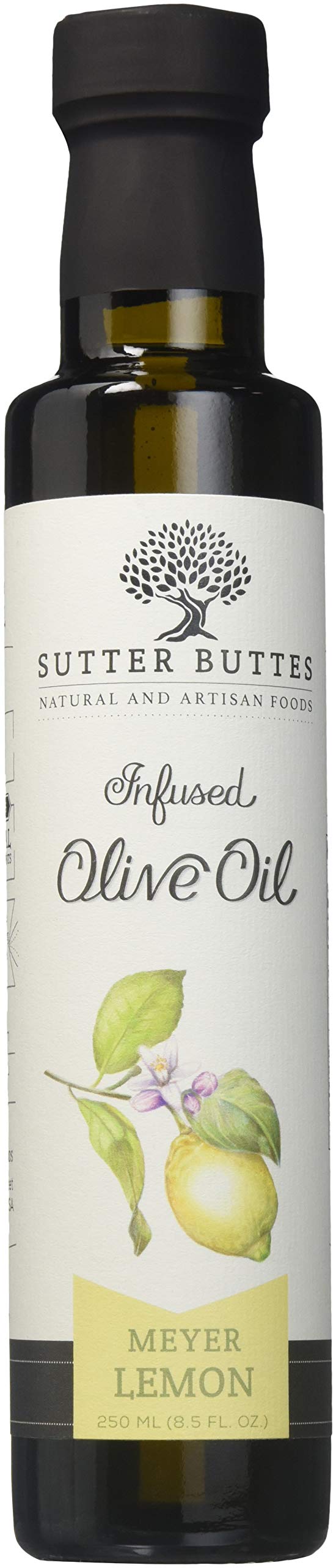 Sutter Buttes Extra Virgin Olive Oil - Meyer Lemon Infused (250 ml bottle) Handcrafted, Artisan Gourmet EVOO Cold Pressed and Fl