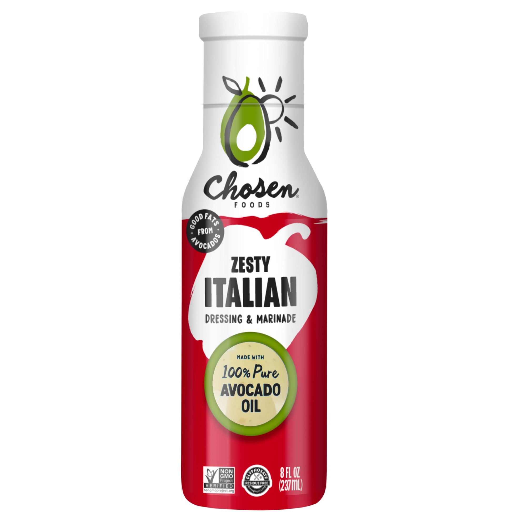 Chosen Foods Zesty Italian Dressing and Marinade, 8 oz, with Recipe e-Book Bundle