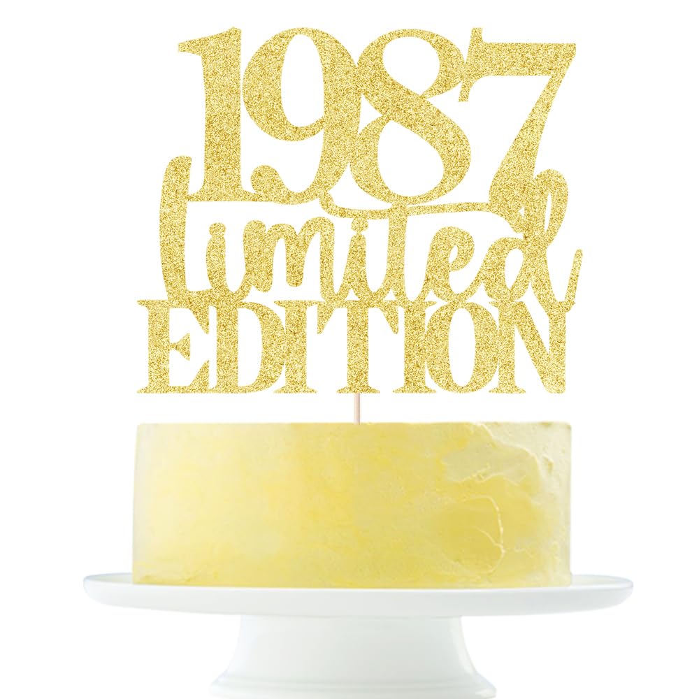 Limited EDITION 1987 cake topper 38th birthday happy birthday cake topper men and women cheer 38years old handmade Golden glitte