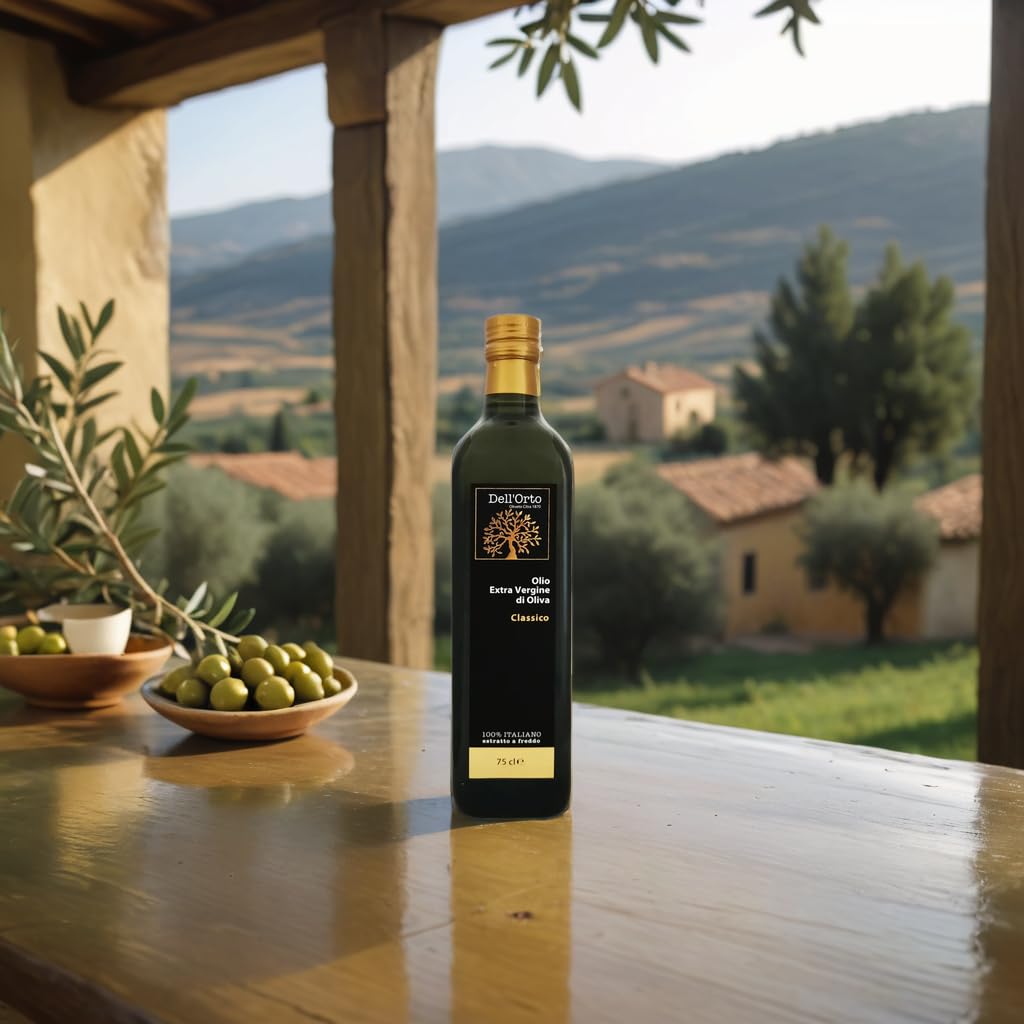 DellOrto Extra Virgin Olive Oil, First Cold Pressed, Low Acidity, 750ml (25.4 fl oz)