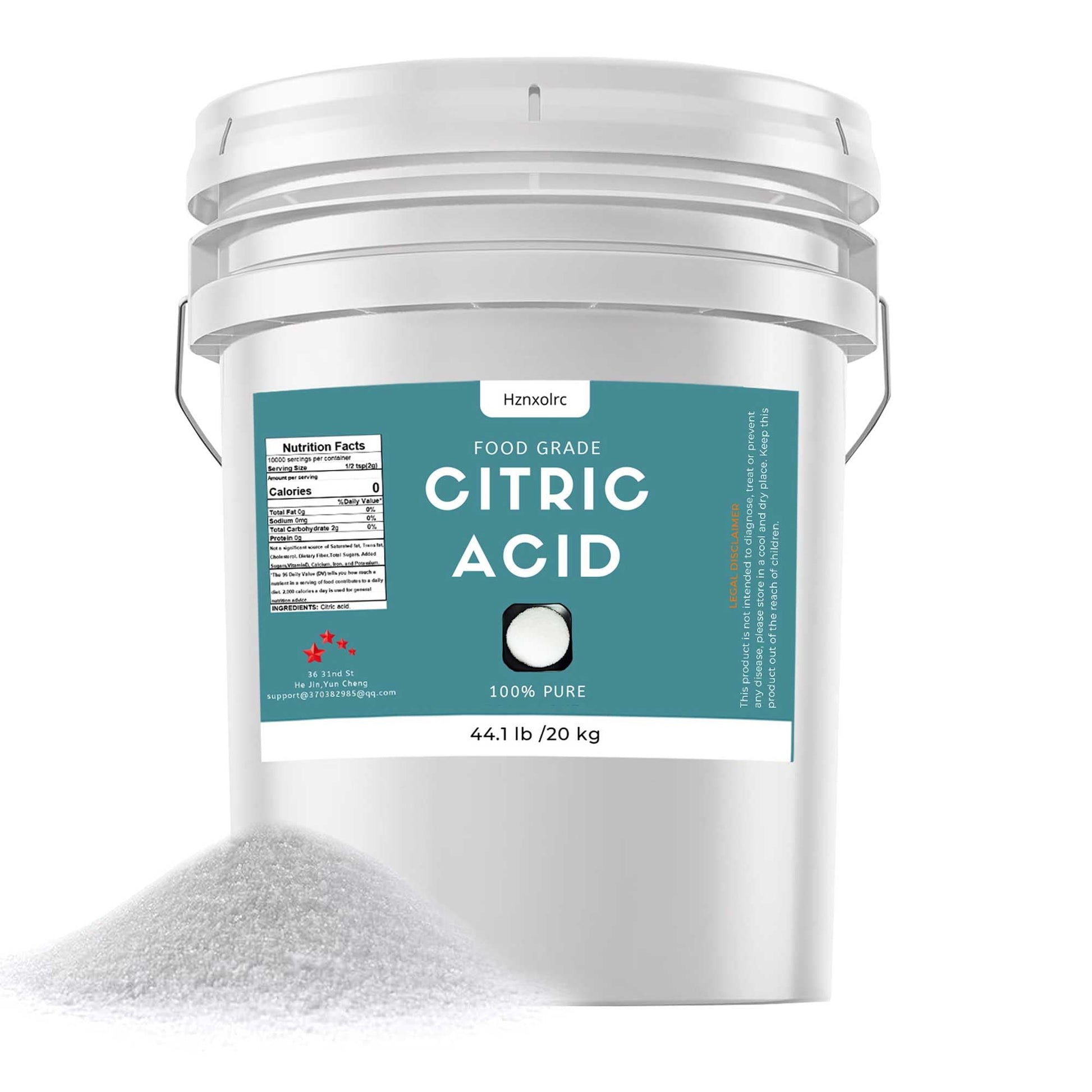 Hznxolrc Citric Acid Powder, 100% Pure Food Grade, 44.1 lb Natural Preservative for Cooking, Baking, Cleaning, DIY Bath Bombs