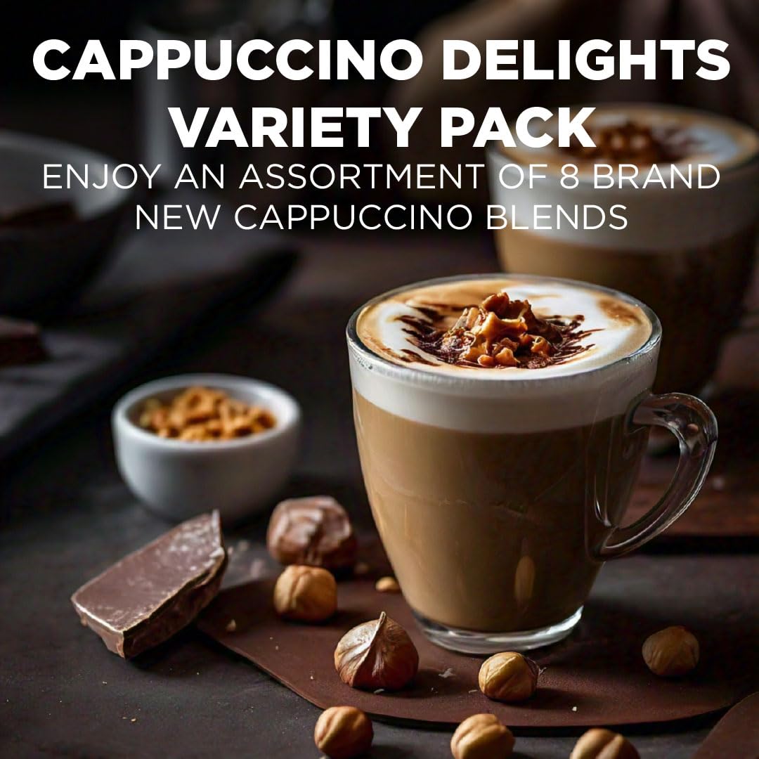 Maud'S Cappuccino Coffee Pods Variety Pack, 56 Ct | 8 Assorted Cappuccino Delight Flavors | 100% Arabica Coffee | Solar Energy P