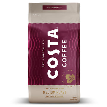 Costa Coffee Ground Coffee, Signature Blend Medium Roast, 12Oz Each, Rainforest Alliance Certified