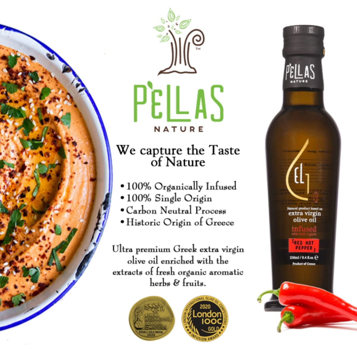 Pellas Nature Organic Red Hot Pepper Infused Olive Oil - 8.5 oz Glass Bottle