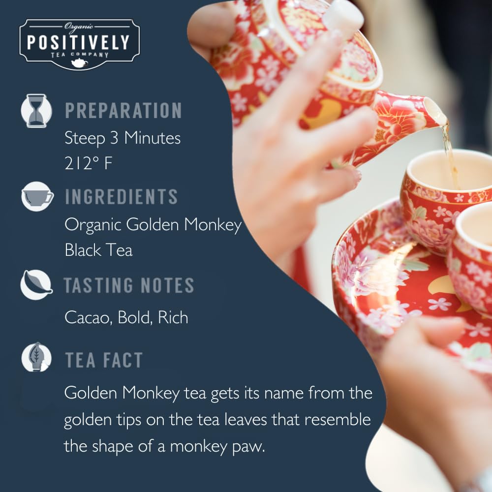 Organic Positively Tea Company Golden Monkey Black Tea Loose Leaf 16 Ounce