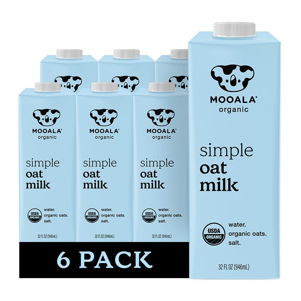 Mooala Organic Simple Oat Milk, 32oz - 3 Ingredient, Shelf Stable, No Gums, No Oils, No Fillers, Non-GMO, No Additives, Dairy Fr