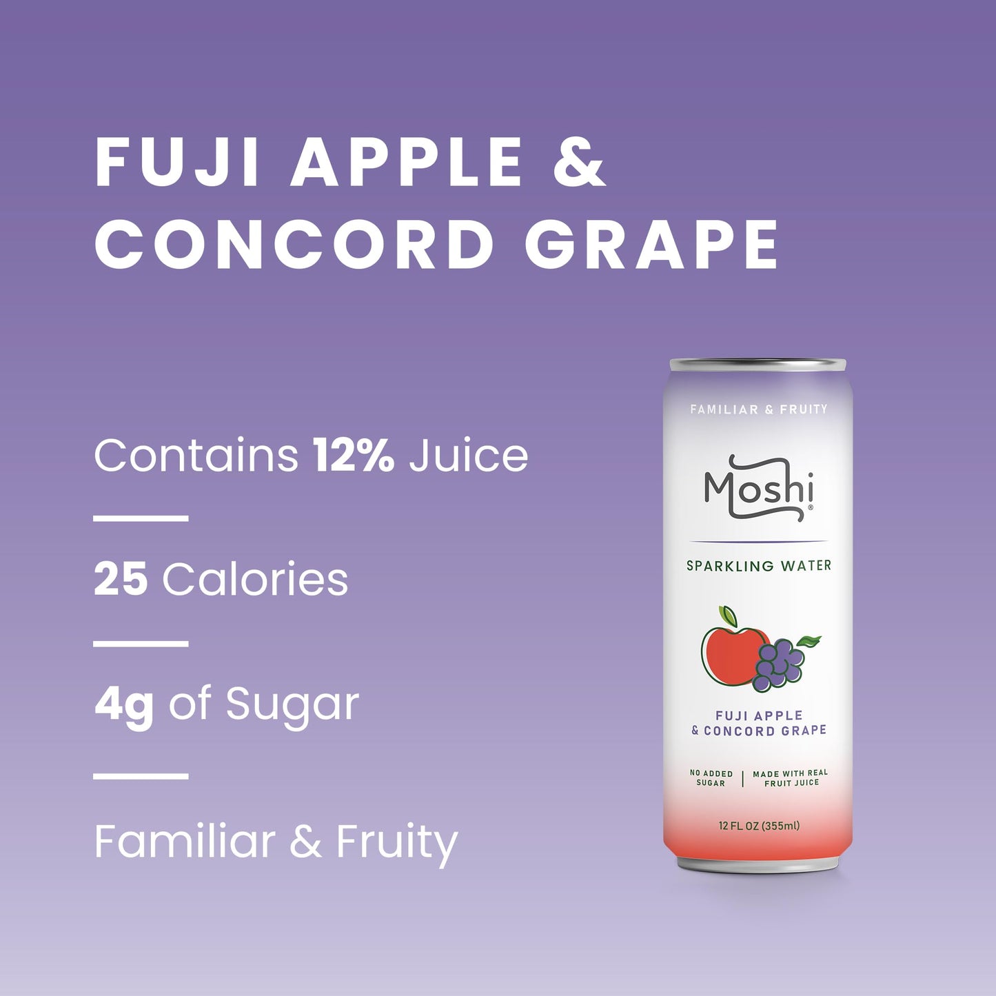 Moshi Asian Flavored Sparkling Water 12 Pack - Carbonated Drink Made With Real Fruit Juice - No Added Sugar - Low Calorie (Pack