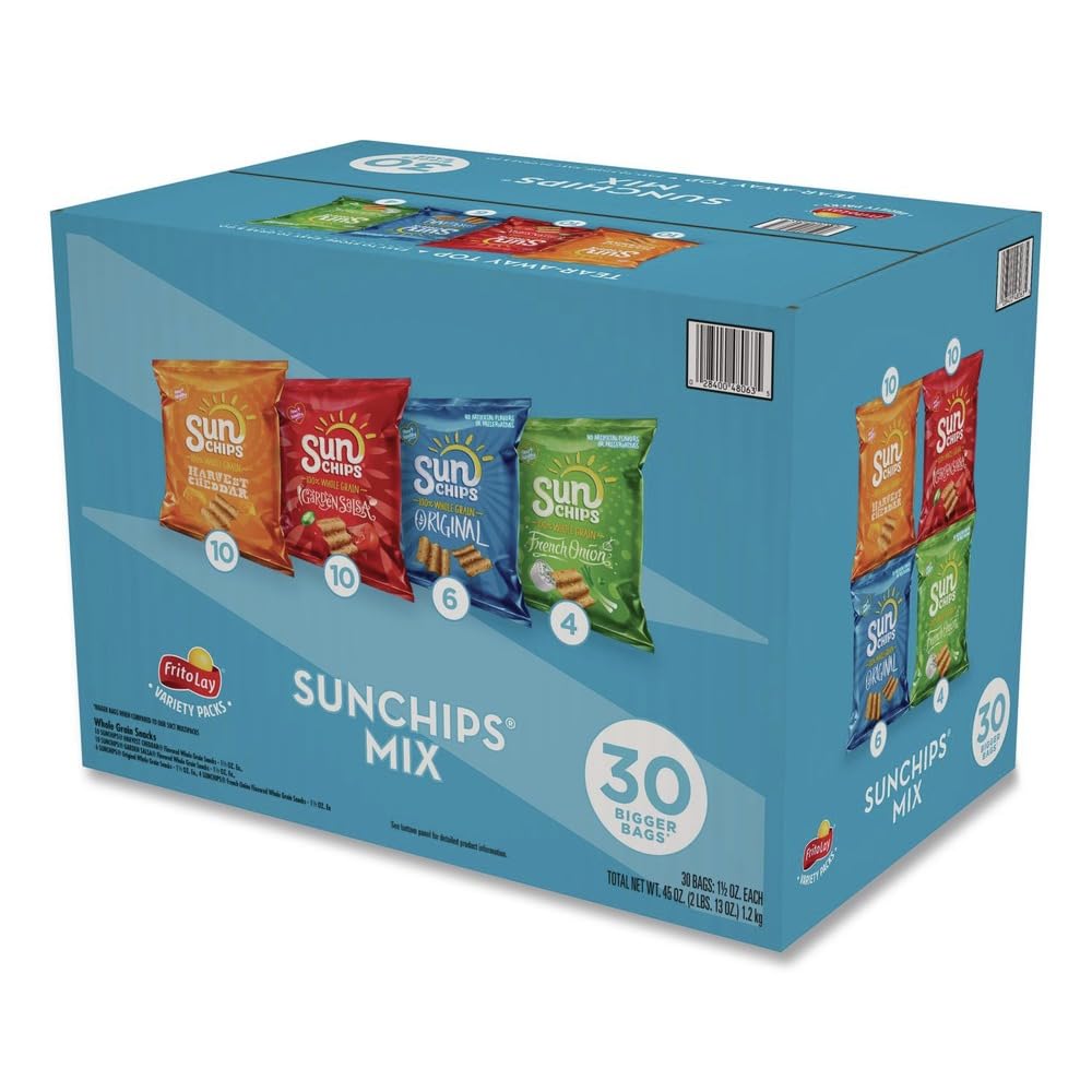 Sunchips Variety Mix, Assorted Flavors, 1.5 Oz Bags, 30 Bags/Box