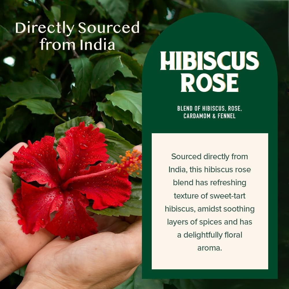 VAHDAM Hibiscus Flowers Herbal Tea Bags, Caffeine Free, Non GMO, Gluten Free, 100 Count, Resealable Ziplock Pouch