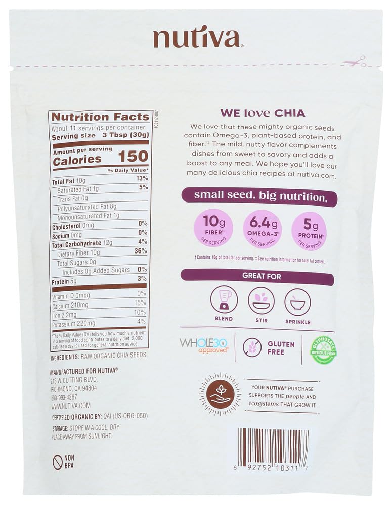 Nutiva Black Chia Seeds 12 Oz (Pack Of 3)
