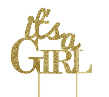 All About Details Silver It'S-A-Girl Cake Topper, 1Pc, Baby Shower Cake Topper, Party Decor, Baby Shower Decoration, Glitter Top