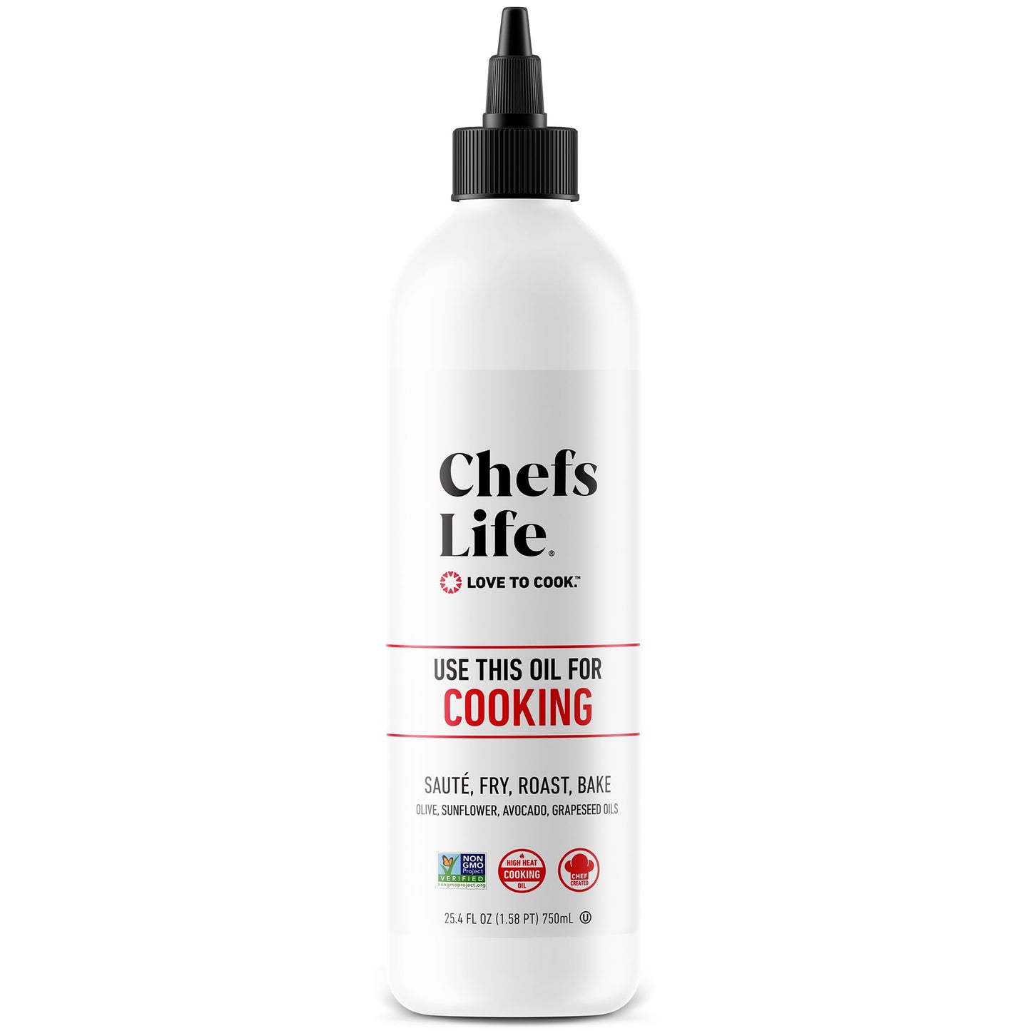 Chefs Life Cooking Oil - Gourmet Blend of Olive, Avocado, Sunflower & Grapeseed Oil, Non-GMO, 25.4 Fl Oz Squeezable Bottle