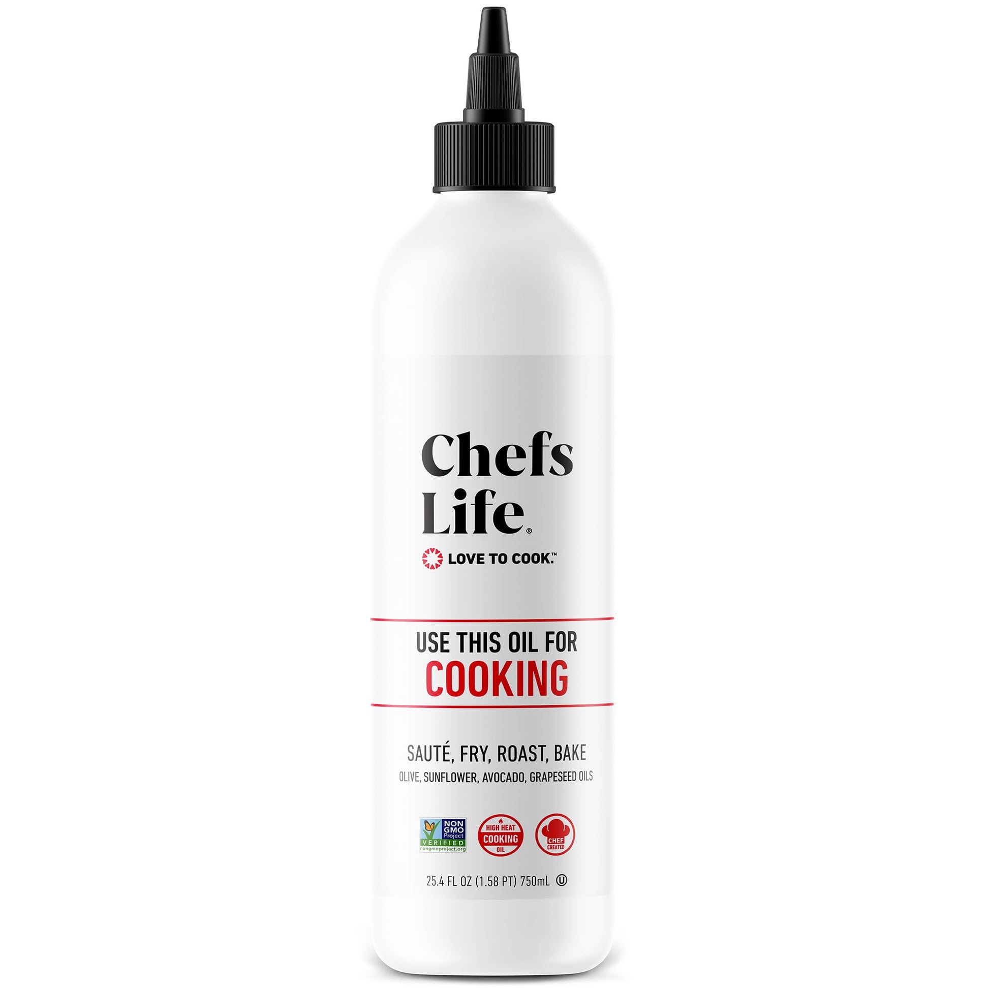 Chefs Life Cooking Oil - Gourmet Blend of Olive, Avocado, Sunflower & Grapeseed Oil, Non-GMO, 25.4 Fl Oz Squeezable Bottle