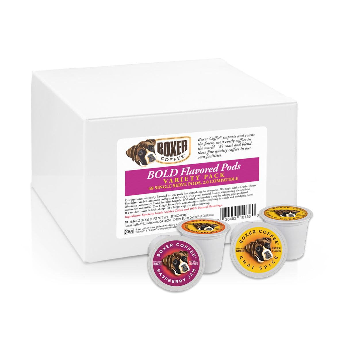 Boxer Coffee Medium Roast Variety Pack Sampler, 48 Count Single-Serve Pods Compatible with Keurig K-Cup malt-inspired