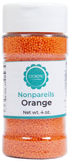 OCreme Nonpareils Sprinkles - 4oz Orange Non Pareil Sprinkles - Colorful Sprinkles for Cake Decorating - Kosher Sprinkles for Ic