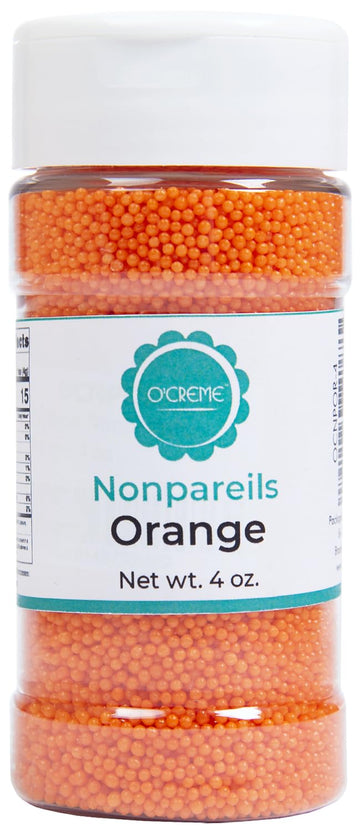 OCreme Nonpareils Sprinkles - 4oz Orange Non Pareil Sprinkles - Colorful Sprinkles for Cake Decorating - Kosher Sprinkles for Ic