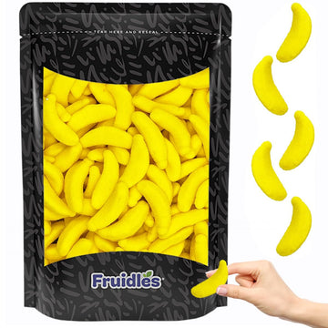 Frosted Banana Gummy Candy, Delicious Sugar Coated Fruit Flavors Gummies (1-Pound)