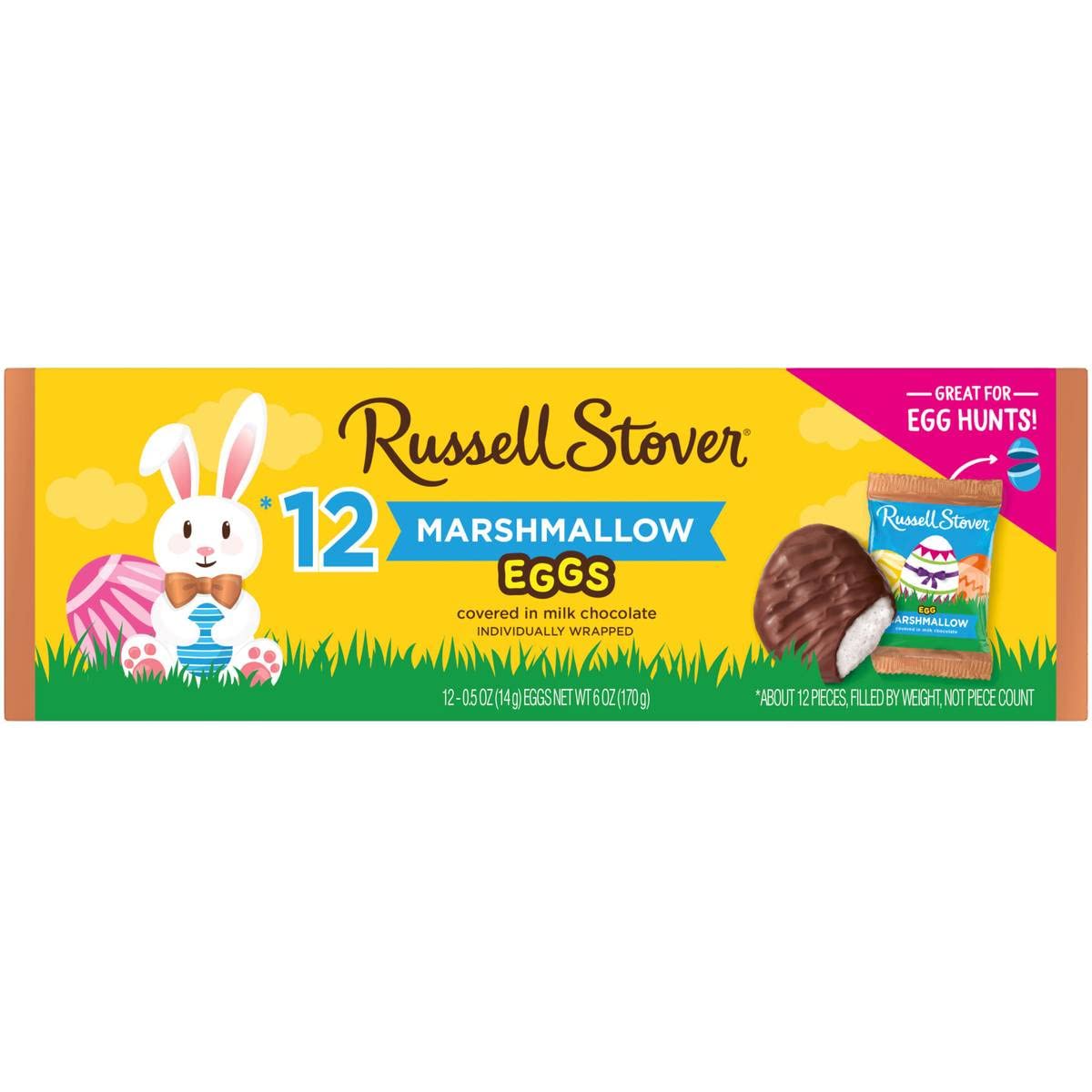 Russell Stover Marshmallow Eggs Covered in Milk Chocolate, 12 Individually Wrapped Mini 0.5 Ounce Eggs, 6 Ounces Total, 0.031 po
