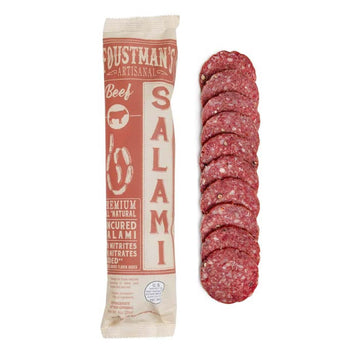 Foustman's Salami Beef Artisanal, Nitrate-Free, Naturally Uncured, Gluten-Free, Dairy-Free, No Pork, 8 Oz Sticks