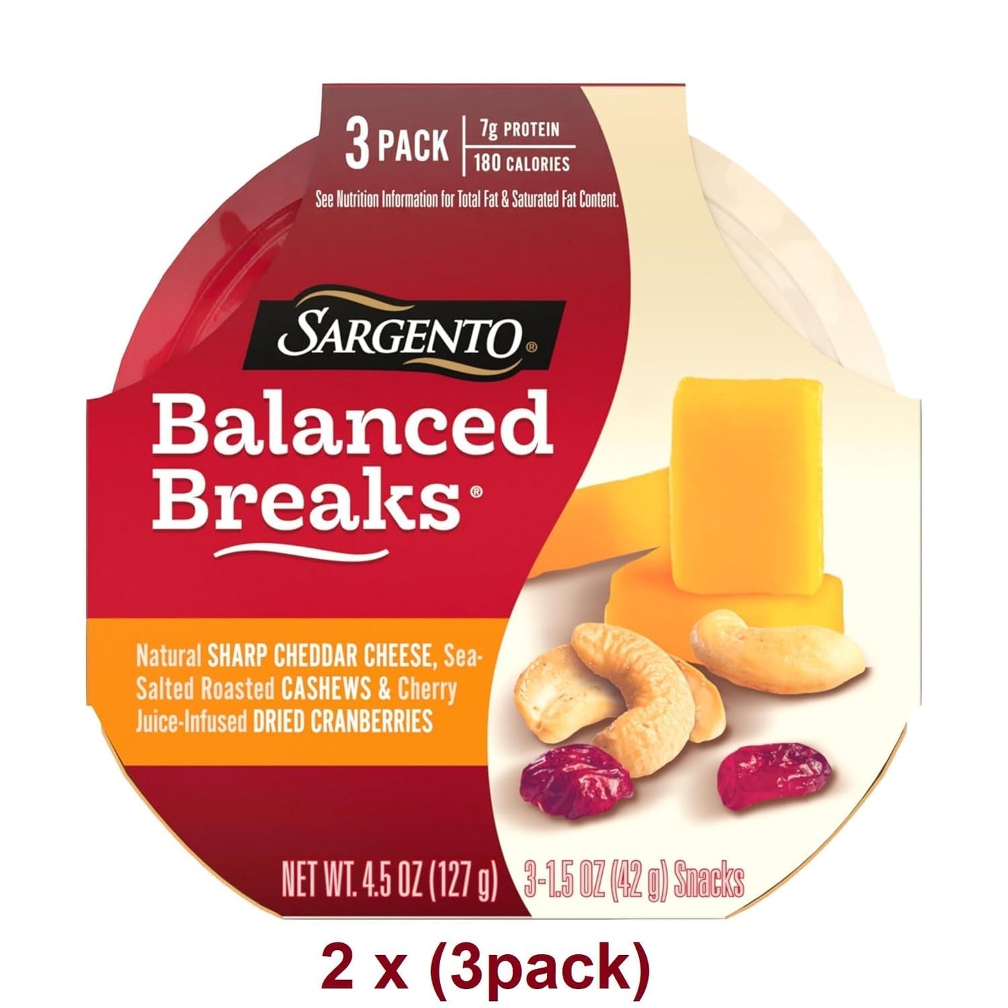 Sargento Balanced Breaks Cheese and ers Variety Pack - 6 pck - White Cheddar Cheese with Almonds  Cranberries - 6 pck - Sharp Cheddar Cheese with Cashews and Cranberries