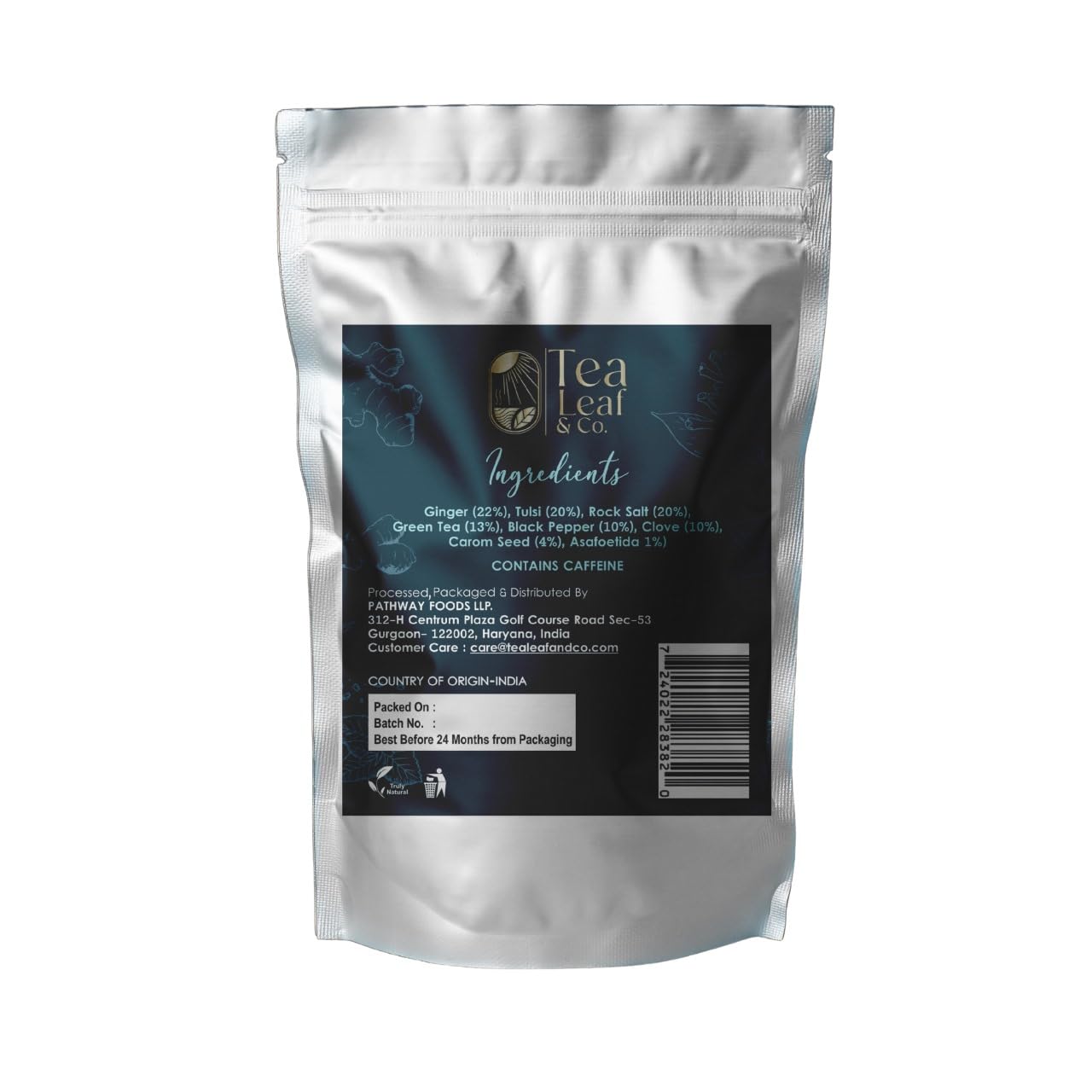 Tea Leaf & Co. Detox Kahwa Green Tea Bags (50 Count), Green Tea With Ginger, Tulsi & Rock Salt, Caffeinated, Natural Green Tea,