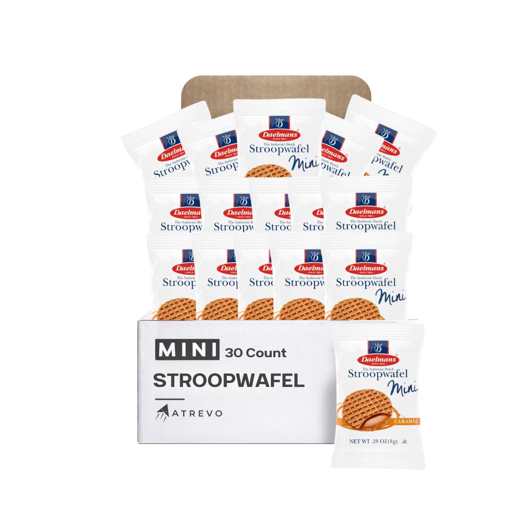 Stroopwafel Caramel Mini 30 Count. The Original Dutch Waffle Cookies. Individually Wrapped for Freshness, Made in Holland (0.28 