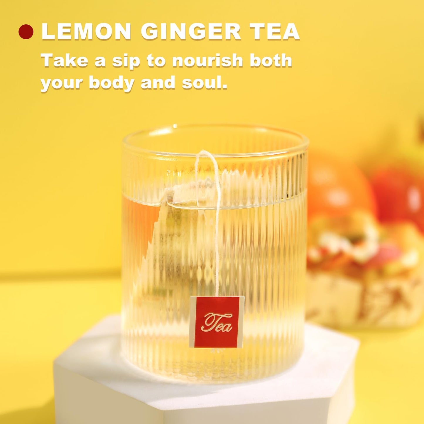 TEARELAE Lemon Ginger Tea Bags - Herbal Tea with Ginger Root & Lemongrass - 70 Count - Caffeine-free, Non-GMO