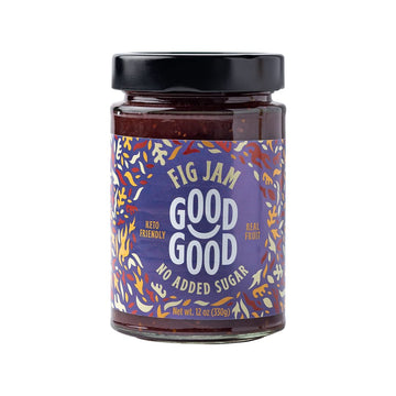 GOOD GOOD Fig Jam - No Added Sugar - Low Calorie - Gluten Free and Vegan - Diabetic and Keto Friendly - 12oz / 330g (Pack of 1)