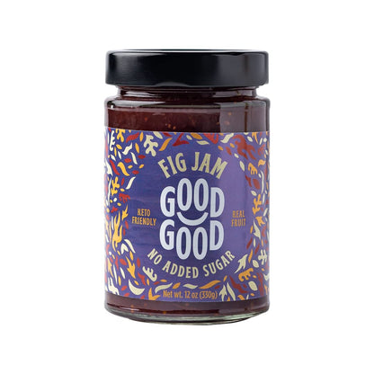 GOOD GOOD Fig Jam - No Added Sugar - Low Calorie - Gluten Free and Vegan - Diabetic and Keto Friendly - 12oz / 330g (Pack of 1)