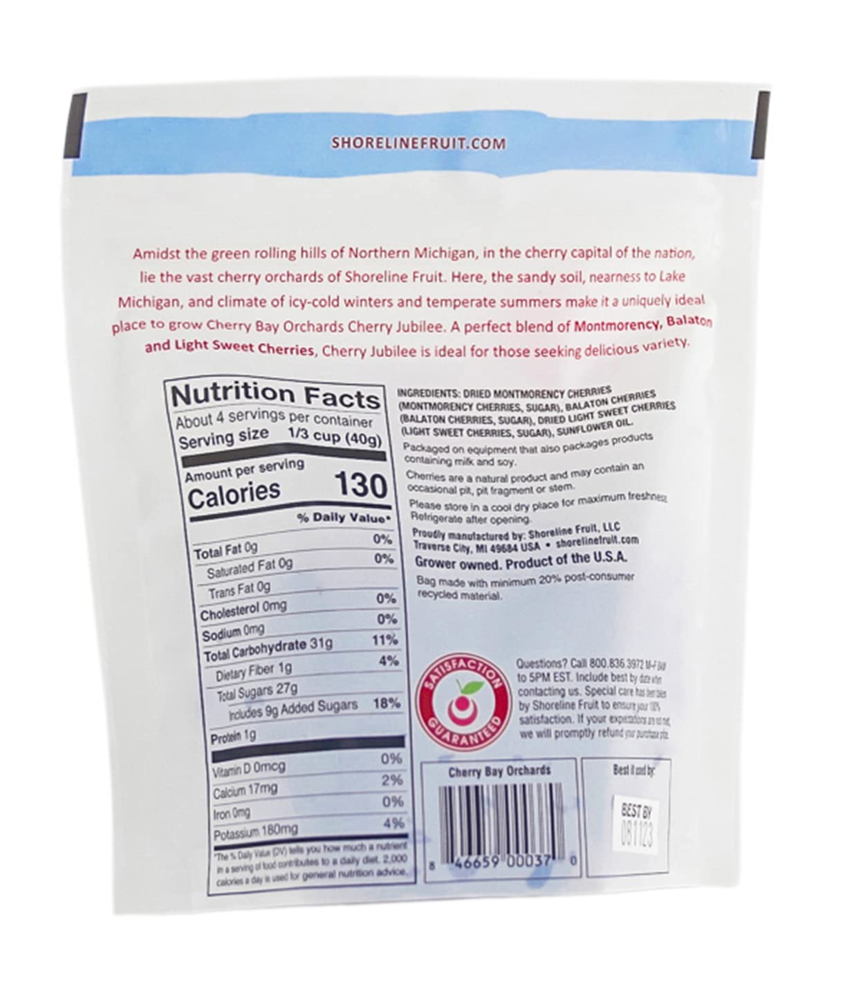 Cherry Bay Orchards Dried Cherry Mix - Pack Of Two 6Oz Bags (Total 12Oz) - Includes Montmorency, Balaton And Light Sweet Cherrie