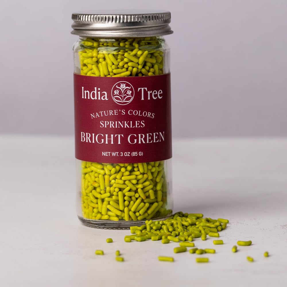 India Tree Nature's Colors Bright Green Sprinkles 3 oz | Natural, Vegan, Non-GMO, Top 9 Allergen-Free