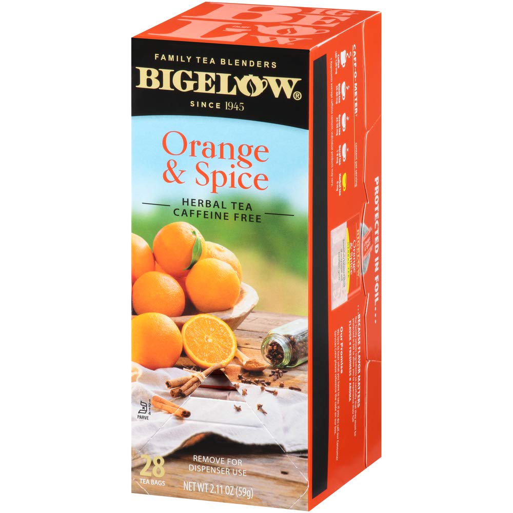Bigelow Tea Orange & Spice Herbal Tea, 28 Count, Caffeine-Free, Sweetly Citrus-y, Model 10398 - BX