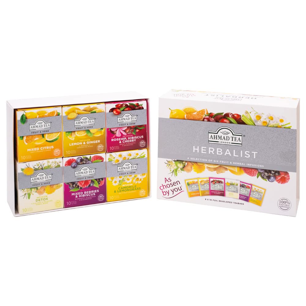 Ammad Tea Herbal Tea, Herbalist Variety Gift Box, 60 Foil Teabags - Decaffeinated And Sugar-Free