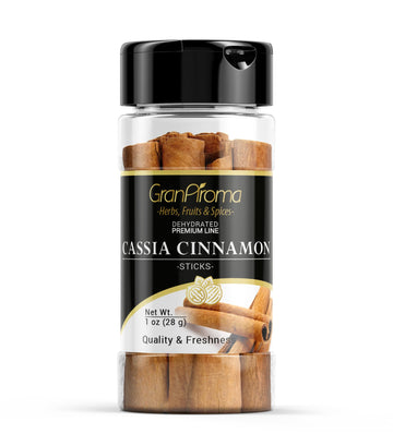 GranAroma Cassia Cinnamon Sticks, Aromatic & Sweet, Teas, Baking (1 Ounce)