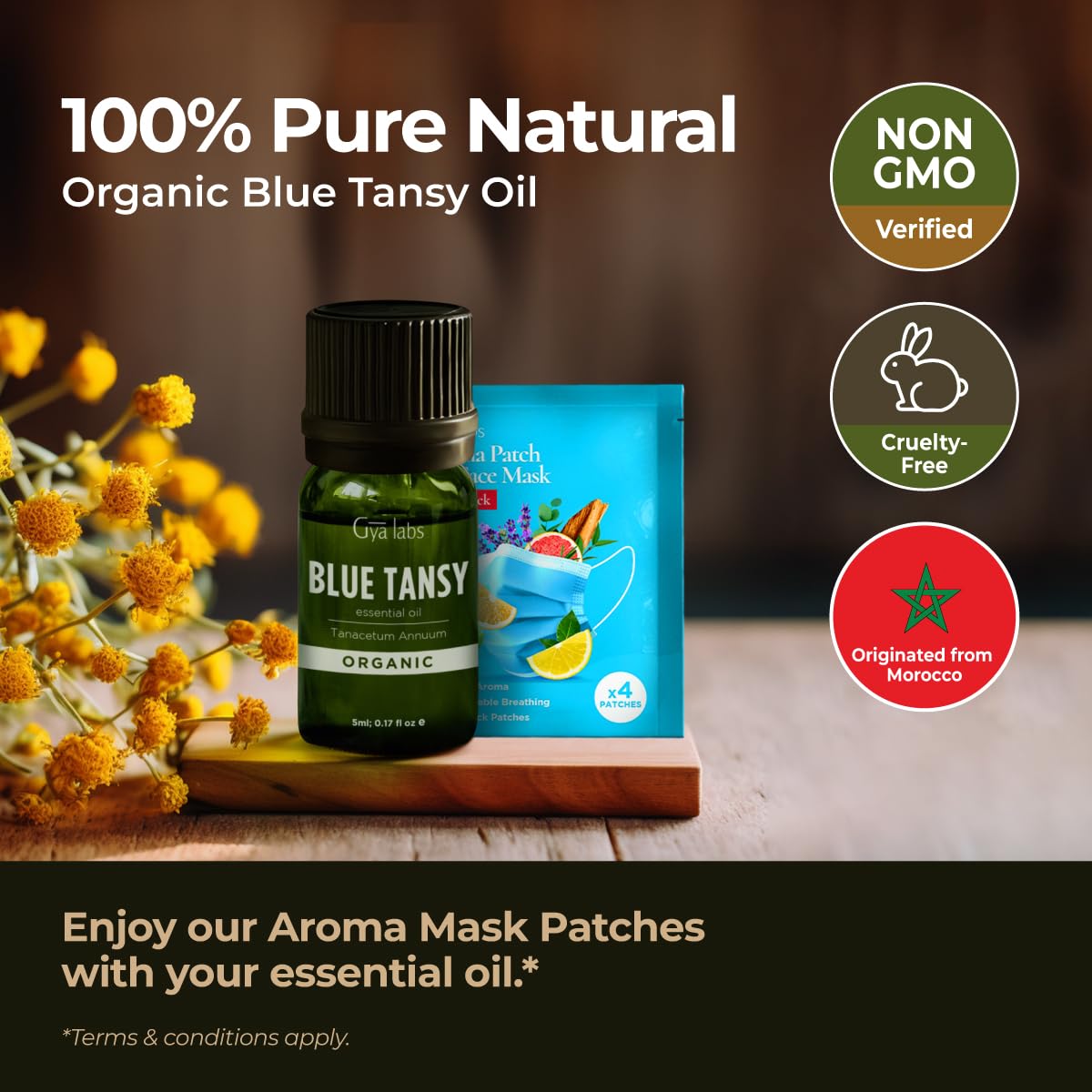 Gya Labs Organic Blue Tansy Essential Oils For Skin - 100% Pure Therapeutic Grade Blue Tansy Oil For Diffuser, Relaxation & Slee