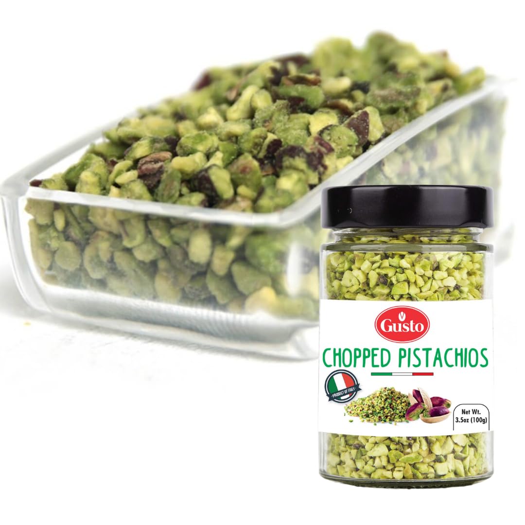 Pistachios Chopped, 3.5 Oz (100 G), Sicilian Raw Pistachio Crumbles, Bronte, Sicily, Italy Pistachio Pieces Baking, Cooking, Ice