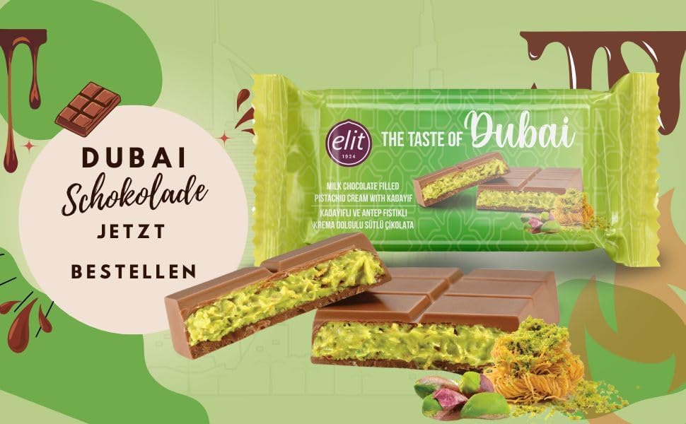 BABY SHOWER CHOCOLATE Dubai Chocolate Bar with Roasted Pistachios & Crispy Knafeh, 3.17 oz (90g)