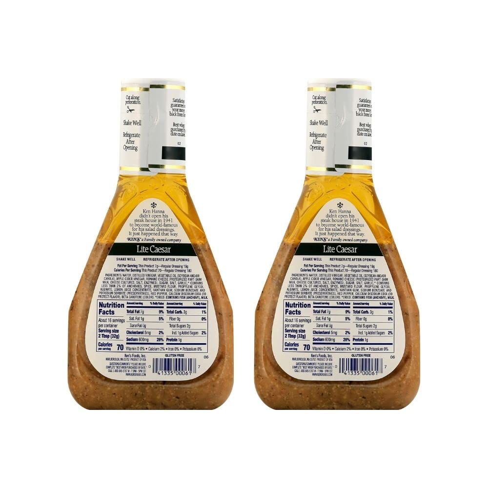 Kens Steak House Lite Caesar Dressing - 16 Fl Oz (Pack of 2)