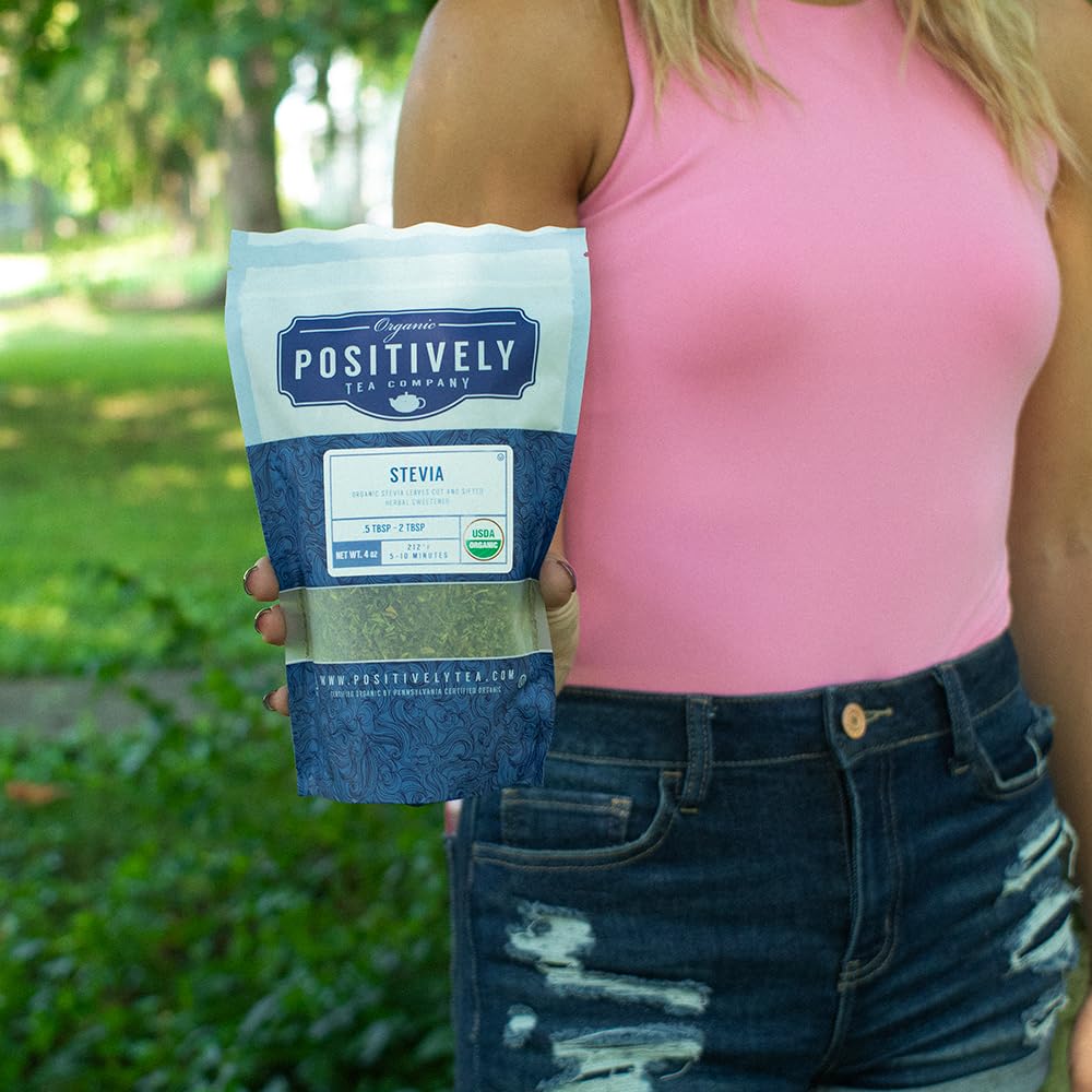 Organic Positively Tea Company Herbal Tea, Stevia Leaf, Loose Leaf, 4 Ounce