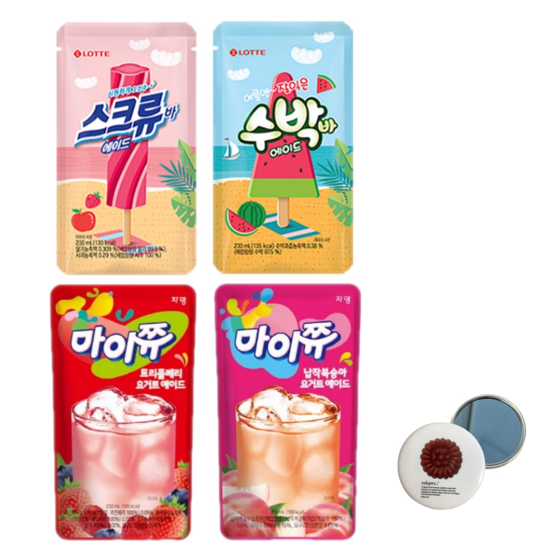dalgaru Korean Convenience Store Drink Pouch Sampler Set - 5 Pack & 10 Pack (Grape, Strawberry, Blue Lemonade, Peach Ice Tea, Shine Muscat)