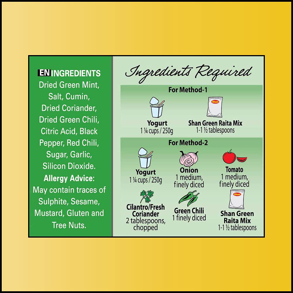 Shan Green Raita Seasoning Mix - Mint & Green Chili - 1.41 oz - Vegetarian Friendly