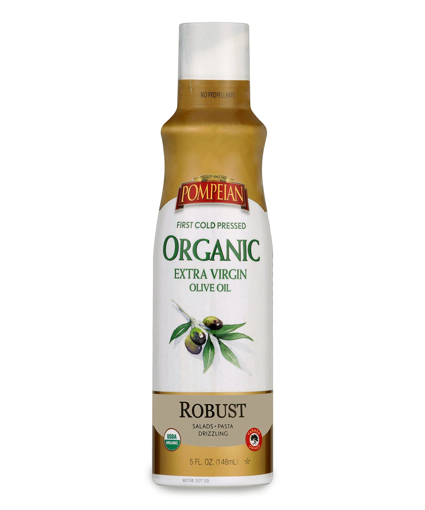 Pompeian USDA Organic Extra Virgin Olive Oil Non-Stick Cooking Spray, Full-Bodied, Perfect for Salads and Pasta, Naturally Glute
