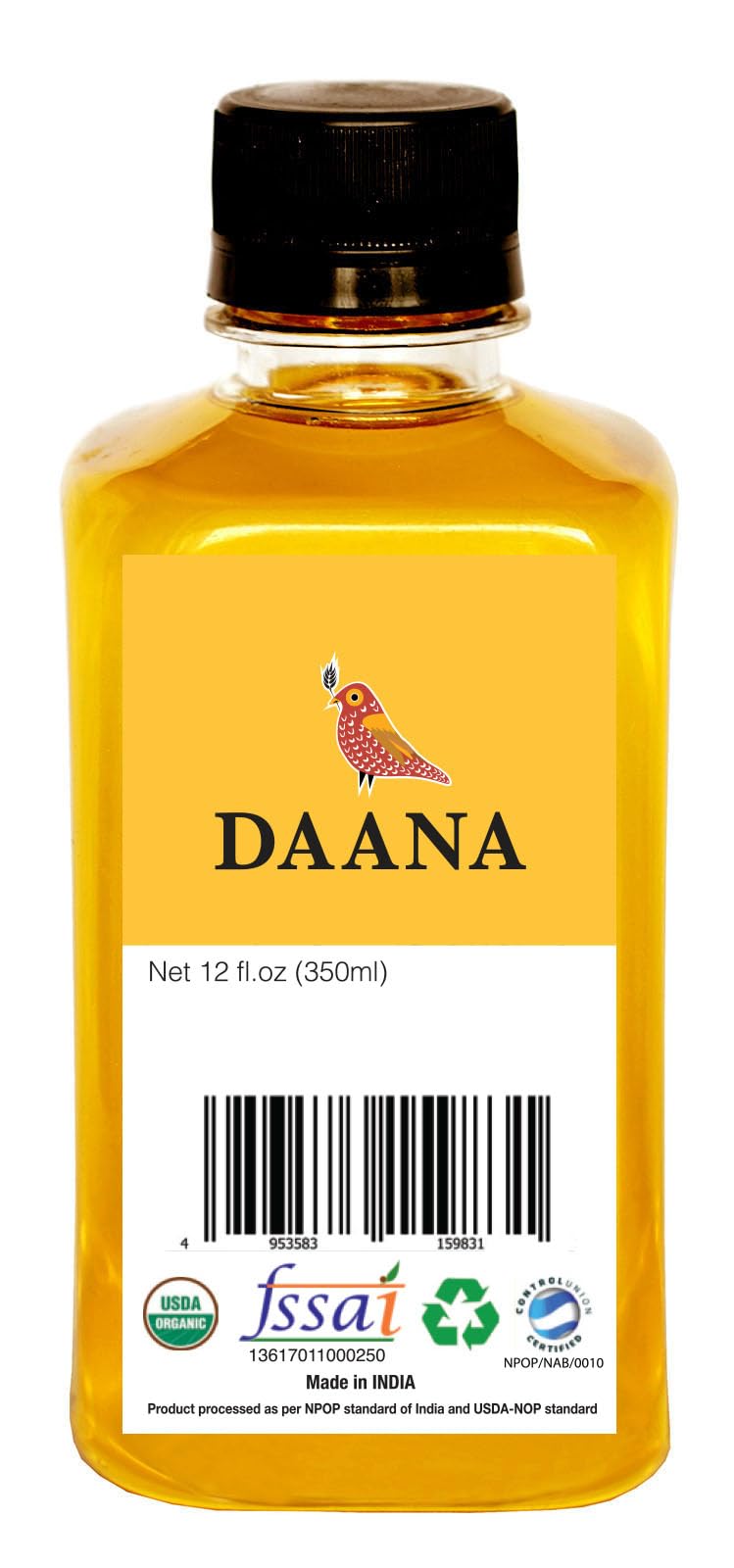 Daana Sunflower Oil: Certified USDA Organic, Extra Virgin, Cold Pressed, High Oleic, Non-GMO. Healthy Oil for Cooking, Baking, F